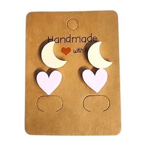 Blush Moonheart Acrylic Stud Earrings – 2 Pair